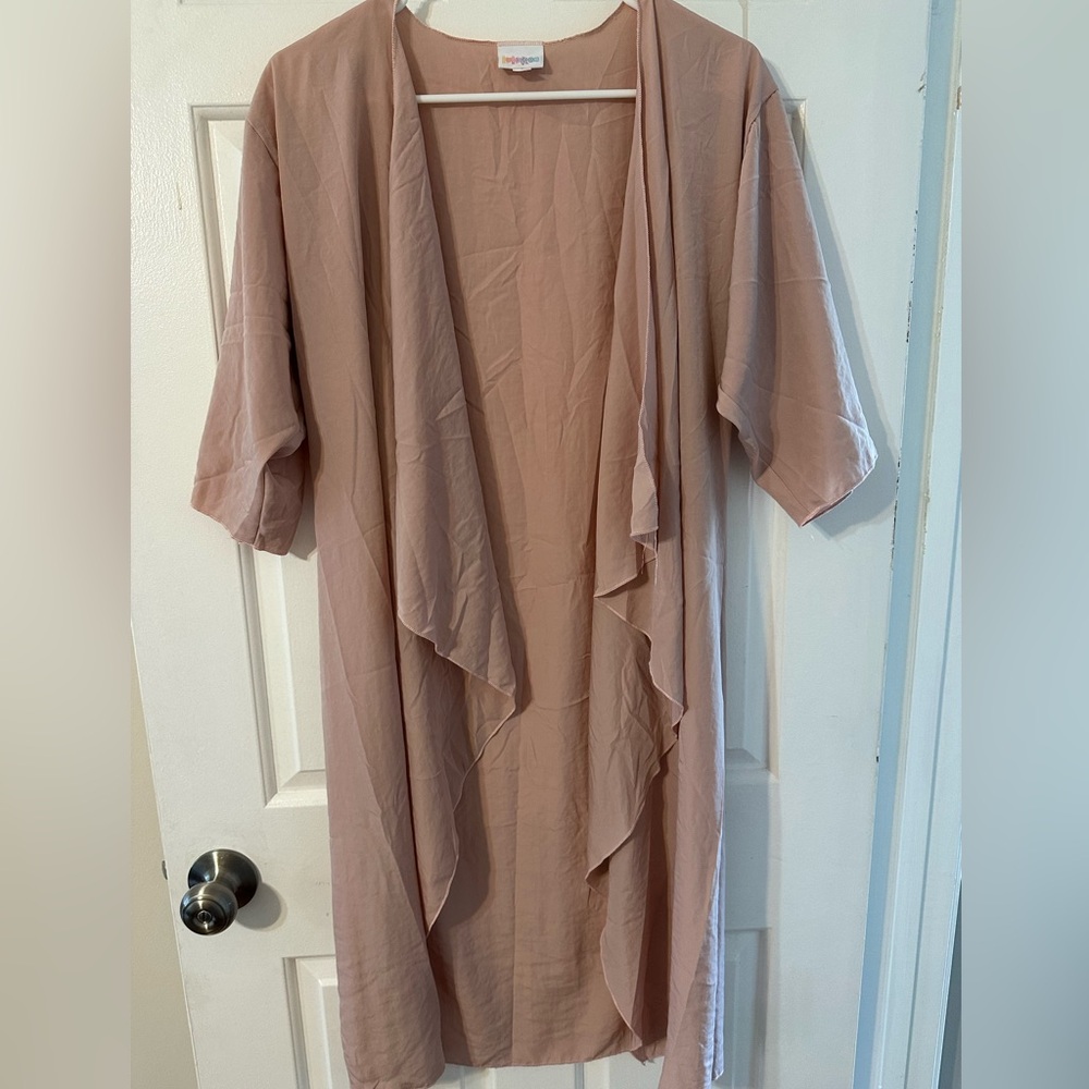 Elegant Pale Pink Drape Cardigan